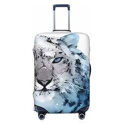 NUJAKE Blue Eyed Snow Leopard Koffer-Abdeckung Durable Reise Gepäck Abdeckung Schutz für 45,7-81,3 cm, Schwarz , L von NUJAKE