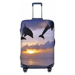 NUJAKE Eleganter Delfin-Koffer-Abdeckung, langlebig, Reisegepäck-Abdeckung, Schutz für 45,7-81,3 cm, Schwarz , L von NUJAKE