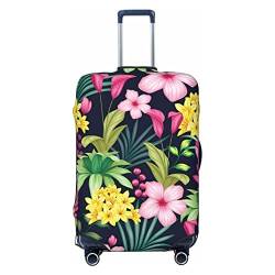 NUJAKE Hawaiianische bunte Blumen-Koffer-Abdeckung, langlebig, Reisegepäck-Abdeckung, Schutz für 45,7-81,3 cm, Schwarz , M von NUJAKE
