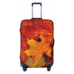NUJAKE Koffer-Abdeckung für Koffer, Motiv: Herbstblätter aus Ahorn, langlebig, für 45,7 - 81,3 cm, Schwarz , S von NUJAKE