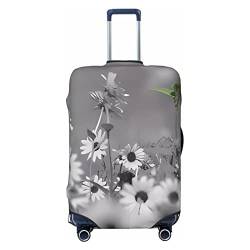 NUJAKE Koffer-Abdeckung mit Sonnenblumen-Motiv, langlebig, für Reisegepäck-Schutz, für 45,7–81,3 cm, Schwarz / Weiß, Schwarz , XL von NUJAKE