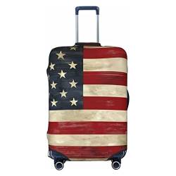 NUJAKE Kofferabdeckung mit amerikanischer Flagge, langlebig, für Reisegepäck, 45,7 - 81,3 cm, Schwarz , L von NUJAKE