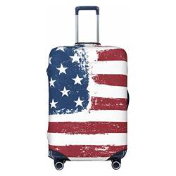 NUJAKE Kofferabdeckung mit amerikanischer Flagge, langlebig, für Reisegepäck, 45,7 - 81,3 cm, Schwarz , S von NUJAKE