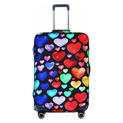 NUJAKE Rainbow Hearts Koffer-Abdeckung, langlebig, Reisegepäck-Abdeckung, Schutz für 45,7-81,3 cm, Schwarz , XL von NUJAKE