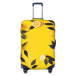 NUJAKE Yellow Lemon Kofferabdeckung, strapazierfähig, Reisegepäckabdeckung, Schutz für 45,7-81,3 cm, Schwarz, S von NUJAKE