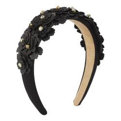 Frauen Mädchen Leder Blume Strass Haarband Stirnband Erwachsene Haarschmuck Haarschmuck Haarschmuck von NUKAF