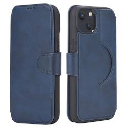 NULLCASE Kartenhalter Hülle für iPhone 14 kompatibel mit Magsafe, Brieftaschen Handyhülle für iPhone 14/13 [RFID-Schutz] [Standfunktion] magnetische Klapphülle aus PU Leder – Blau von NULLCASE