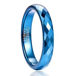 NUNCAD 4mm Wolfram Ring Herren/Damen Blauer Verlobungsringe Paar Schmal Ringe Ehering Freundschaftsring Größe 67.2 (21.4) von NUNCAD