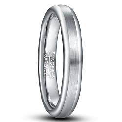 NUNCAD 4mm Wolfram Ring für Herren Damen Silber Unisex Ehering Ring mit Gebürstet Poliert Oberfläche Größe 59 von NUNCAD
