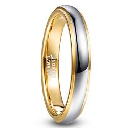 NUNCAD 4mm Wolframcarbid Hochzeit Ring für Paar Unisex Silber-Gold Freundschaft Ring Poliertes Finish Größe 65.0 (20.7) von NUNCAD