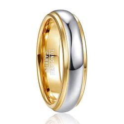 NUNCAD 6mm Ring Gold Herren Wolframcarbid Hochzeit Ring für Männer Frauen Silber Verlobungsring Paar Partner Ring Größe 57.0 (18.1) von NUNCAD