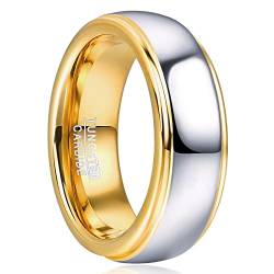 NUNCAD 8mm Wolfram Ring Herren Gold Verlobungsringe Silber Partnerring Jahrestag Ring für Männer Frauen Kuppelstil Größe 62.0 (19.7) von NUNCAD