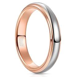 NUNCAD Damen Ringe Rosegold 4mm Wolfram Ring Silber Verlobungsringe Eheringe Unisex für Hochzeit Schmal Schlicht Poliert Größe 54.4 (17.3) von NUNCAD