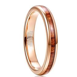 NUNCAD Mode Ringe Herren/Damen Roségold Wolfram Ring Mit Hawaiian Koa Wood Inlay für Freunde/Hochzeit/Jahrestag Ring Größe 54.4 (17.3) von NUNCAD