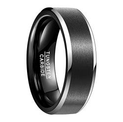 NUNCAD Partner Ring Schwarz 8mm Wolfram Ringe für Herren Damen Schmuck Geschenk Eheringe Verlobungsringe Größe 60 (19.1) von NUNCAD