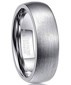NUNCAD Ring Damen Herren Silber 7 mm breit Unisex Ring aus Wolfram mit polierter Oberschicht für Hochzeit Geburtstag und Partnerschaft Größe 63.4 von NUNCAD