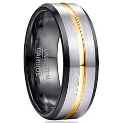 NUNCAD Ring Herren/Damen Herrenring aus Wolfram 8mm Hochzeits Ring Partnerringe Verlobungsringe Größe 60 von NUNCAD