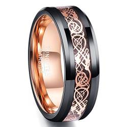 NUNCAD Ring Herren/Damen Rosegold + Schwarz Keltisch 8mm aus Wolfram für Hochzeit Verlobung Geburtstag und Alltag Größe 53(16.9) von NUNCAD