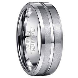 NUNCAD Ring Herren/Damen Silber Herrenring Wolfram 8mm Matt Hochzeits Ring Partnerringe Verlobungsringe Größe 53 von NUNCAD