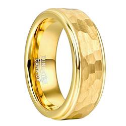 NUNCAD Ring Herren Gold Wolfram Ring mit Facettiert Verlobungs Ringe für Männer Gebürstet 8mm Größe 54.4 (17.3) von NUNCAD