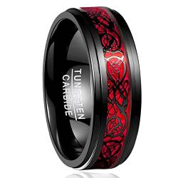 NUNCAD Ring Keltische Drache Rosa Rot aus Wolfram Damen Herren Unisex für Hochzeit Verlobung Geschenk Größe 68.5 (21.8) von NUNCAD