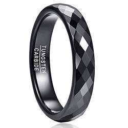 NUNCAD Ring Schwarz Herren Damen Wolfram Ringe Verlobungsring 4mm Ring für Männer Frauen Größe 52 (16.6) von NUNCAD