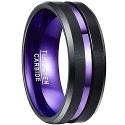 NUNCAD Ring Schwarz Lila Herren Damen Wolframring 8mm Mode Verlobungsring Trauringe Hochzeitsring Freundschaftsring Größe 78.0 (24.83) von NUNCAD