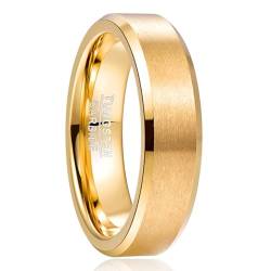 NUNCAD Ringe für Männer Gold Wolframcarbid Damen Ringe 6mm Hochzeitsring Partnerring Größe 54.4 von NUNCAD