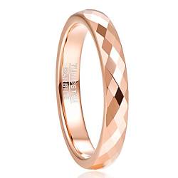 NUNCAD RosEgold Ring Damen 4mm Wolfram Ring für Hochzeit Partnerschaft Verlobungsringe für Männer Facettiert Orisma Geschnitten Ring Größe 57 (18.1) von NUNCAD