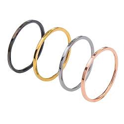 NUNCAD Schlicht Ring Damen Roségold Edelstahl Ringe Set Schwarz Partner Ring Unisex Gold Ring Silber Ring Paar Größe 54 von NUNCAD