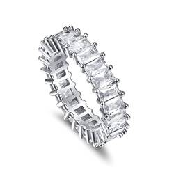 NUNCAD Silber Edelstahl Hochzeit Ring für Damen Zirkon Verlobung Ring für Frauen Eheringe Größe 65 von NUNCAD