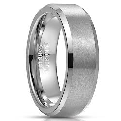 NUNCAD Silber Ring für Herren Damen aus Wolfram Eheringe Ringe Unisex Ring für Jungs 8mm Größe 62 (19.7) von NUNCAD