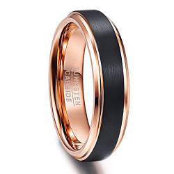 NUNCAD Wolfram Ring 6mm Rosegold Damen/Frauen/Mädchen Unisex Fashion Ring für Geschenk Hochzeit und Alltag Größe 62.0 (19.7) von NUNCAD