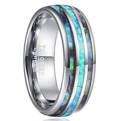 NUNCAD Wolfram Ring Herren/Damen Opal Ringe mit Abalone Muschel Partnerring Schmuck Geschenk Größe 61 (19.4) von NUNCAD