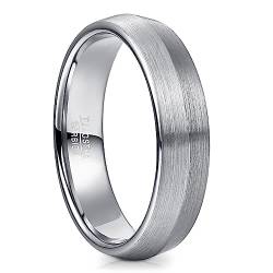 NUNCAD Wolfram Ring Herren Ehering 6mm Silber Partnerrringe Verlobungeringe Fashion Schmuck Gebürstete Größe 54.4 (17.3) von NUNCAD