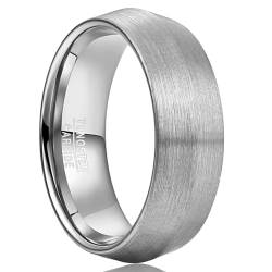 NUNCAD Wolfram Ring Herren Ehering 8mm Silber Partnerrringe Verlobungeringe Fashion Schmuck Gebürstete Größe 54.4 (17.3) von NUNCAD