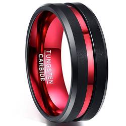 NUNCAD Wolfram Ring schwarz-rot Herren Damen Ring Fashion/Freizeit Hochzeit Verlobung Trauung Geburtstag Geschenkidee Größe 61 (19.4) von NUNCAD