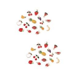 NUOBESTY 32 Stk Anhänger mit Fruchtanhänger Erdbeere Halskette Anhänger aus Öllegierungen fallen lassen goldenes Medaillon ohrringe Halsketten-Anhänger Anhänger dekor Obst kleiner Anhänger von NUOBESTY