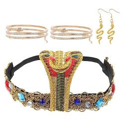 NUOBESTY 4 Sätze Schlangen-Stirnband-Armband Prinzessinnen-Outfits für Mädchen Kopfbedeckungen für Damen Golddekor ohrringe ägyptische armbänder Cosplay-Zubehör Manschette einstellen Kleid von NUOBESTY