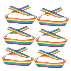 NUOBESTY 6st Regenbogen Flagge Band Verpackungsband Haarschleifenband Regenbogen-stolz-dekoration Diy Regenbogenband Schal Stirnbänder Für Frauen Polyestertuch Partybedarf Krawatte von NUOBESTY