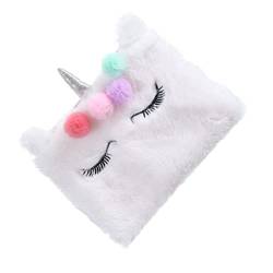 NUOBESTY Einhorn-plüsch-Make-up-geldbörse Münzgeldbörse Comestic-Tasche Mit Großem Fassungsvermögen Handy-Clutch-Tasche Kinder Geldbörsen Lipgloss-Organizer Reisen Mädchen Weiß Erröten von NUOBESTY