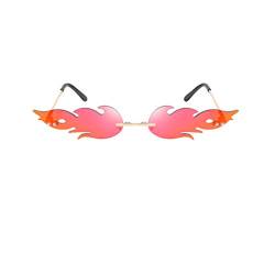 NUOBESTY Feuer Flamme Brille 1Pc 16 X 14 X 2. 7 Cm Flamme Randlose Sonnenbrille Frauen Männer Sonnenbrille Party Brille Klare Metall Sonnenbrille Rahmenlose Farben - Rot von NUOBESTY