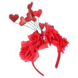 NUOBESTY Haarschmuck Liebe Stirnband Herzförmiger Haarreifen Valentinstag-stirnband Rotes Herz-stirnband Geschenk Für Hochzeitsfeier Party-haarreifen Stoff Romantisch Blütenkopf von NUOBESTY
