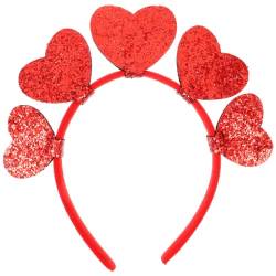 NUOBESTY Pailletten-Herz-Stirnband Glitzerndes Valentinstag-Stirnband Liebesherz-Haarreifen Rotes Herz-Haarband Kopfschmuck Kopfschmuck Damen-Cosplay-Kostüm-Zubehör von NUOBESTY