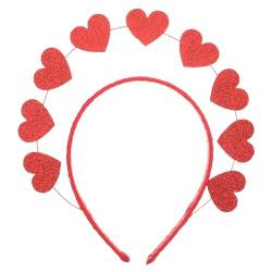 NUOBESTY Valentinstag-Herz-Stirnband – Rotes Band Glitzerndes Herz-Haarband Feiertags-Haarspange Kopfbedeckung Hochzeit Kopfschmuck Valentinstag-Haarschmuck Für Frauen von NUOBESTY