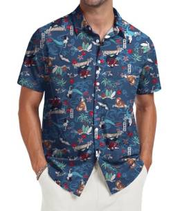 NUOKESASI Lässiges Hawaii-Hemd für Herren, kurzärmelig, Button-Down-Shirt, bedrucktes Aloha-Sommer-Strandhemd, Blaue Meerjungfrau, XL von NUOKESASI