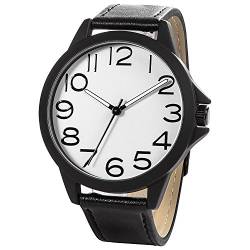 NUOVO Herren Uhr Analog Quarz mit Schwarz Leder Armband Wasserdicht von NUOVO