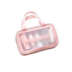 Kulturbeutel, transparent, wasserdicht, Kulturbeutel, Make-up-Tasche mit Reißverschluss, für Männer, Frauen, Kinder, Reisen, Business, rose, Medium-Double Handle, modisch von NUOYANG