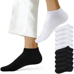 NUOZA Sneaker Socken Damen 35-38 Herrensocken 10 Paar Sportsocken Kurze Halbsocken Atmungsaktive,201-Schwarz Weiß von NUOZA