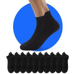 NUOZA Sneaker Socken Damen 39-42 Schwarz Sportsocken Herren Kurze Baumwollsocken Damensocken Tennissocken Anti Schweiß Sommer 10 Paar von NUOZA